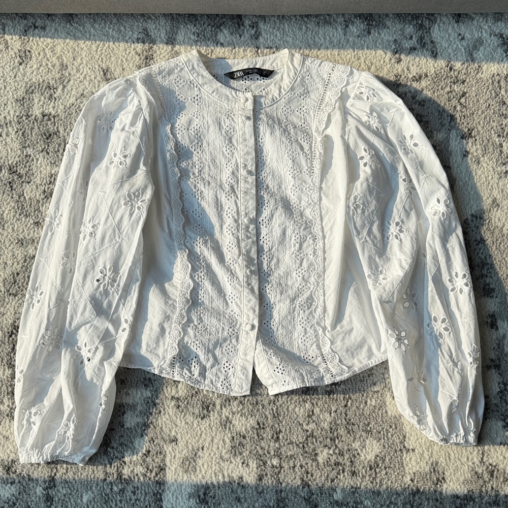 zara eyelet blouse